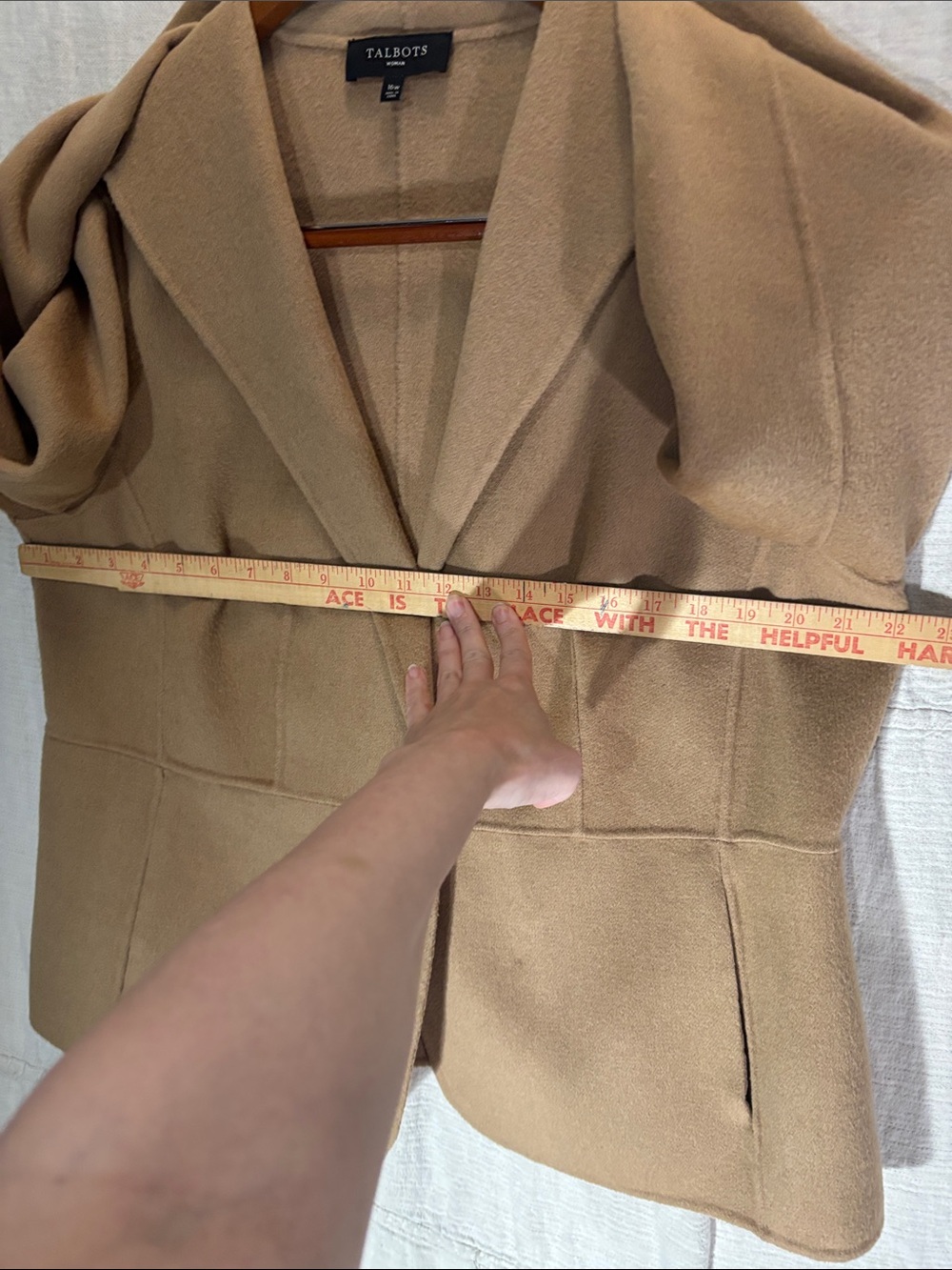 Talbots Camel Wool Blend Single-Button Knit Blazer Jacket Pockets Plus Size 16W - Picture 8 of 9